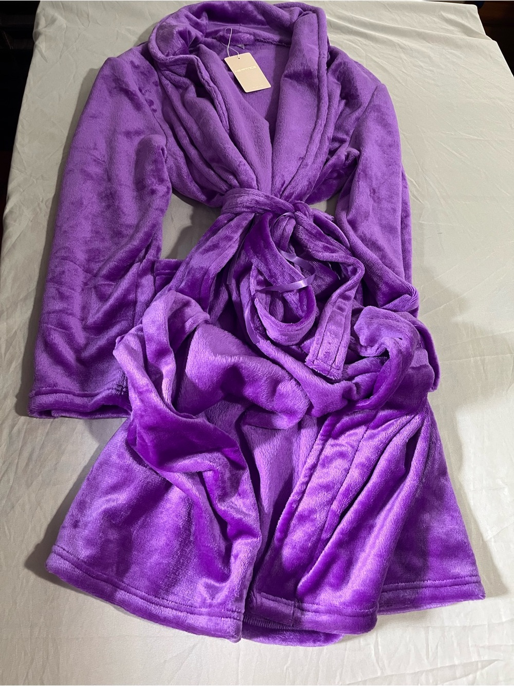 Heartnice Plush Shawl Collar Bath Robe - Purple Size Small/Medium New with Tags